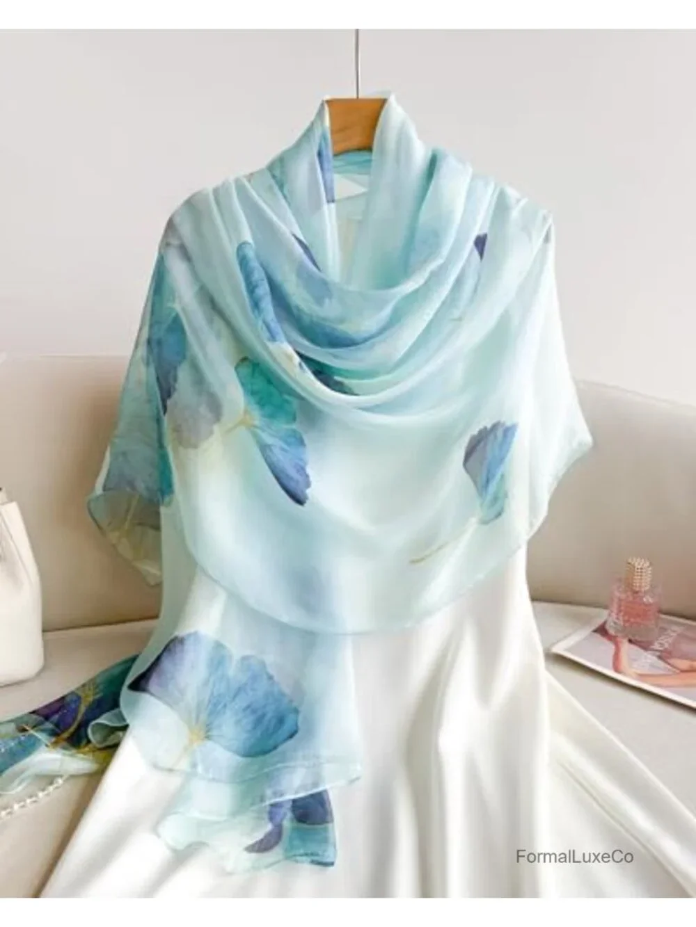 100% Mulberry Silk Large Chiffon Shawl Wrap Scarf for Women